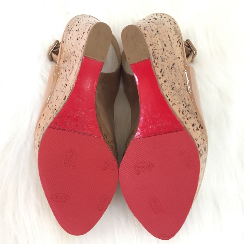 ⭕️SOLD⭕️ 💯🆑 UNE PLUME 140 WEDGES PATENT NUDE - Picture 8 of 8